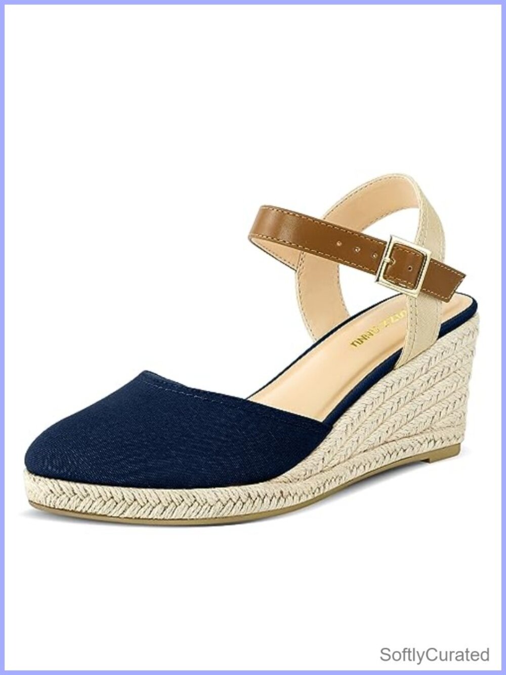 Espadrille Low Wedge Sandals Buckle Ankle Strap Closed Toe